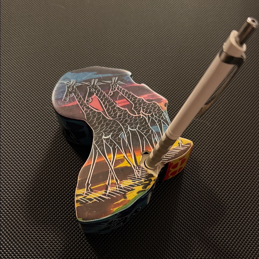 AFRICA Shaped Soapstone Trinket Box Pen Holder With Giraffe illustrations